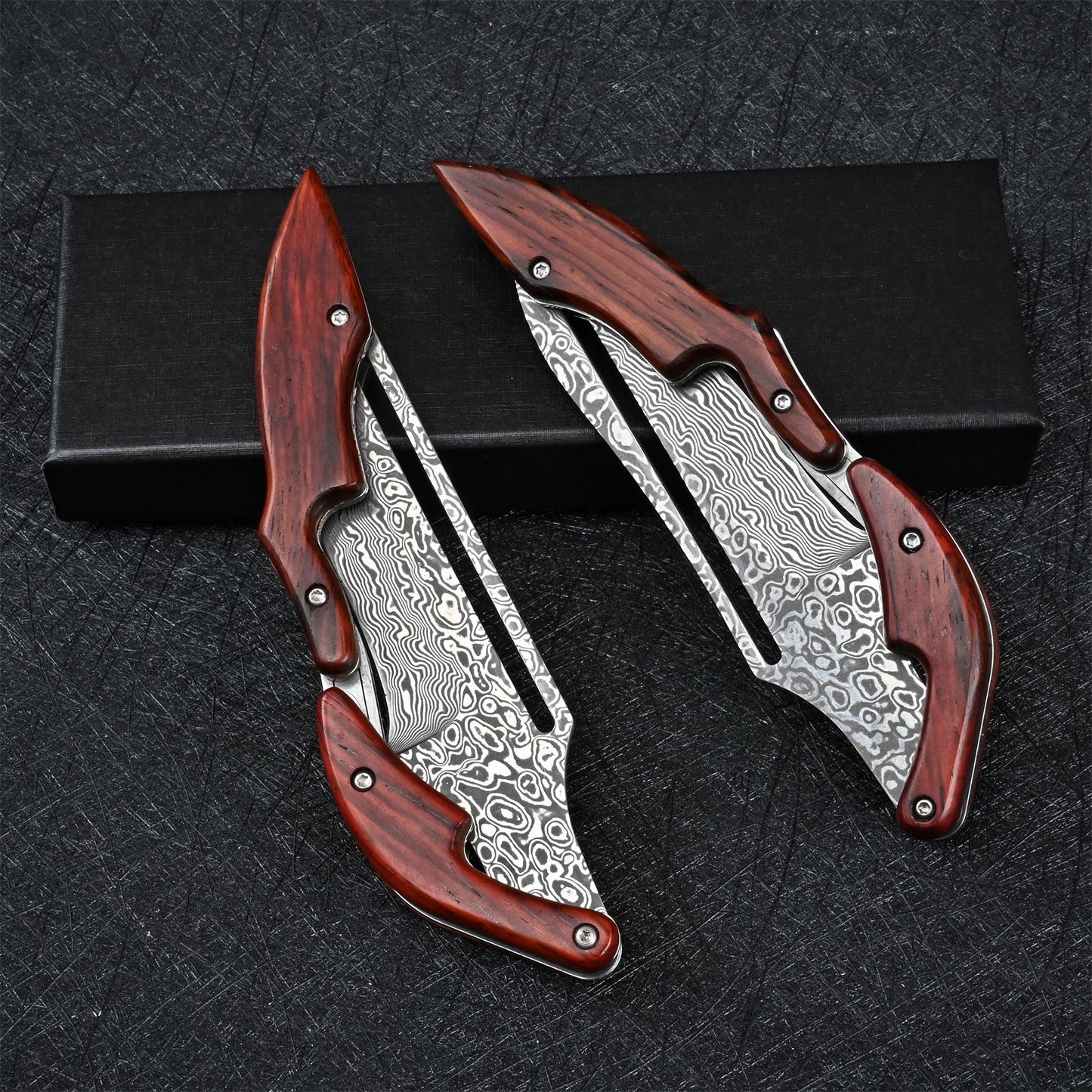 Folding Knife Damascus Steel Pocket Knife Mechanical Lock Camping Knife EDC Collector Knife