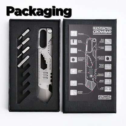 EDC Multi-Tool Titanium Multi-Tool 10-in-1 Survival Tool Pry Bar Keychain Tool Camping Gear