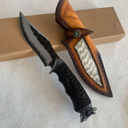 Damascus Fixed Blade Hand Forged Sanmai VG10 Core Ebony Handle Tactical Survival Collector