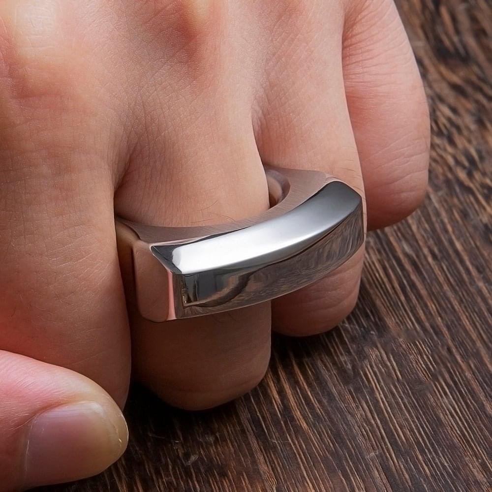 304 Stainless Steel Single Finger Knuckle Ring - Brushed EDC Self Defense