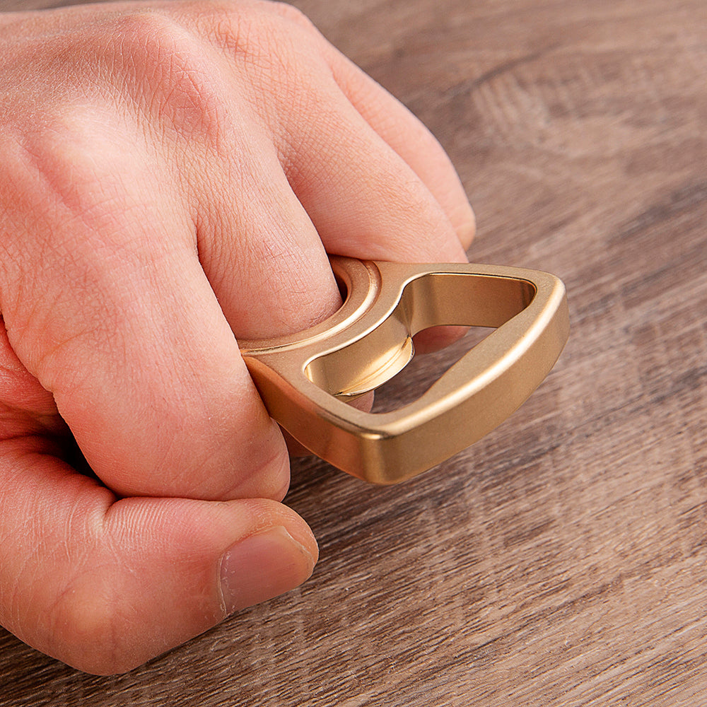 Self Defense Knuckles – Thor Brass Ring Bottle Opener Stonewash Single Finger EDC
