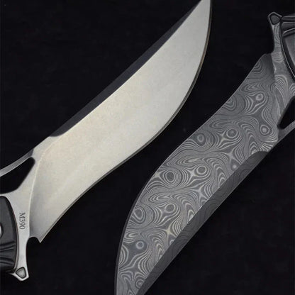 Night Owl M390 Damascus Tactical Folding Knife - Carbon Fiber Handle