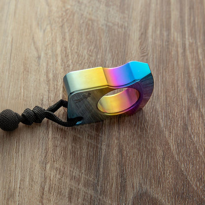 TC4 Titanium Single Finger Ring - 15mm Thick Anodized Color Lightweight