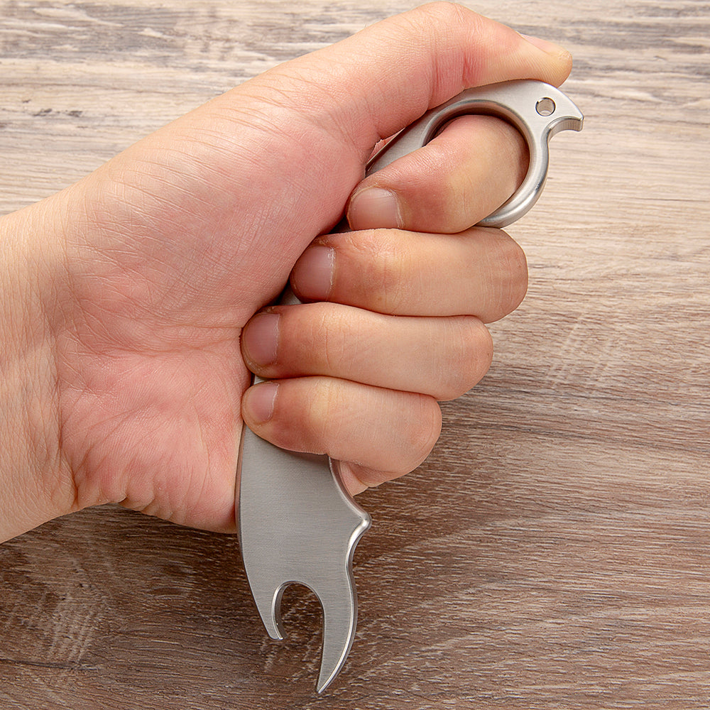 Brass Knuckles – 304 Steel Four Finger Bottle Opener Kubotan Multi-Tool EDC