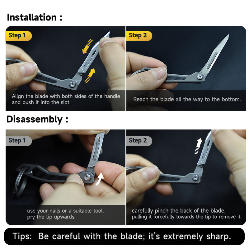 WaspArmor Blade Titanium Micro Folding Scalpel Knife - Surgical Blade EDC Keychain