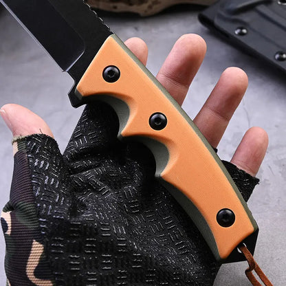 Fixed Blade Knife G10 Handle Kydex Sheath Stonewash Heavy Duty Survival Camping Tactical