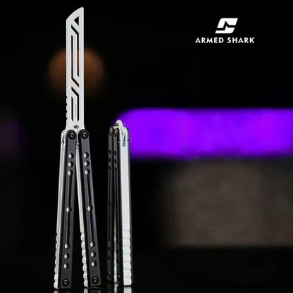 Nautilus V2 Balisong Trainer - Armed Shark 7075 Aluminum G10 Carbon Fiber Butterfly Knife