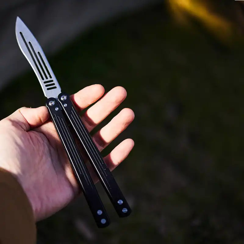 Stone Wash Balisong Trainer - Armed Shark Gale Aluminum Butterfly Knife Flipper