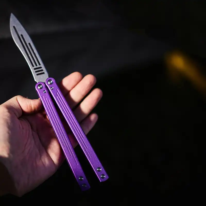 Stone Wash Balisong Trainer - Armed Shark Gale Aluminum Butterfly Knife Flipper