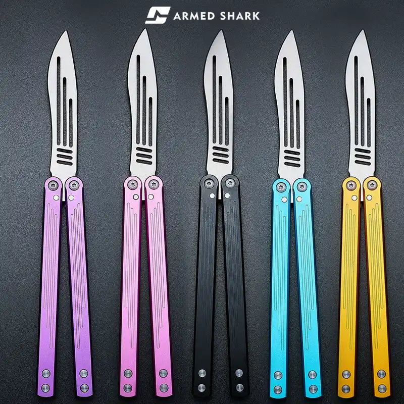 Stone Wash Balisong Trainer - Armed Shark Gale Aluminum Butterfly Knife Flipper