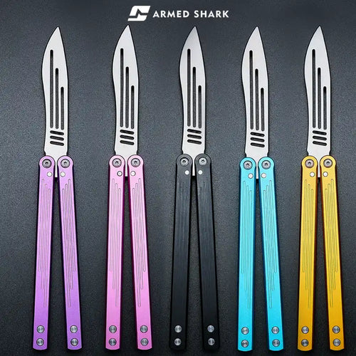 Stone Wash Balisong Trainer - Armed Shark Gale Aluminum Butterfly Knife Flipper
