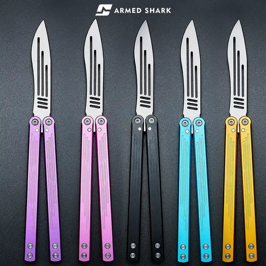 Stone Wash Balisong Trainer - Armed Shark Gale Aluminum Butterfly Knife Flipper