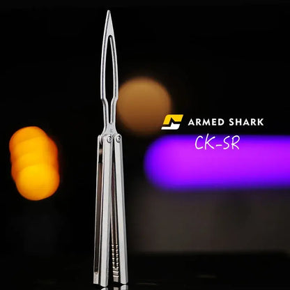 440C Steel TC4 Titanium Balisong Trainer - Armed Shark CK-SR DLC Butterfly Knife Flipper