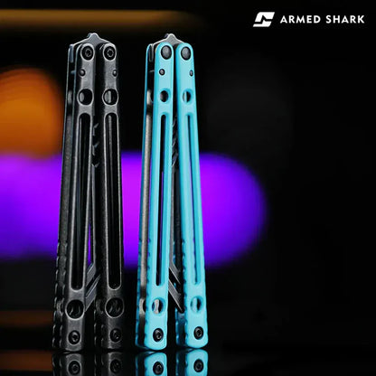 Skeletonized Balisong Trainer - Armed Shark Dangerous Wanderer Butterfly Knife Hollow Handle