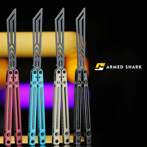 Skeletonized Balisong Trainer - Armed Shark Dangerous Wanderer Butterfly Knife Hollow Handle