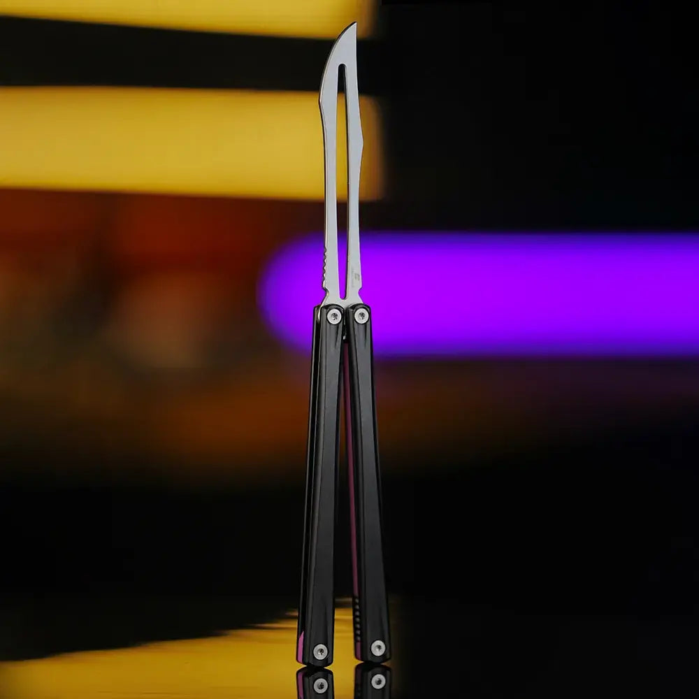 Armed Shark Eureka Balisong Trainer - G10 Sandwich Butterfly Trainer Knife with Glow Pin