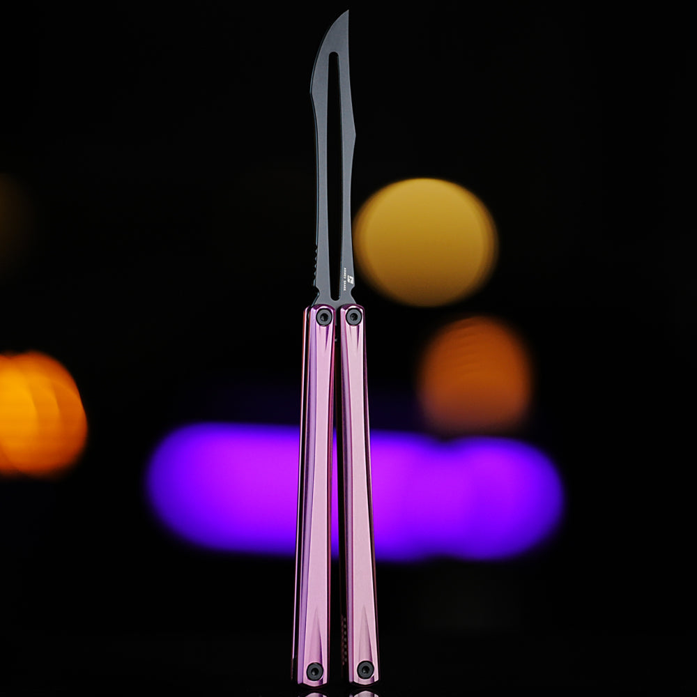 Armed Shark Eureka Balisong Trainer - G10 Sandwich Butterfly Trainer Knife with Glow Pin