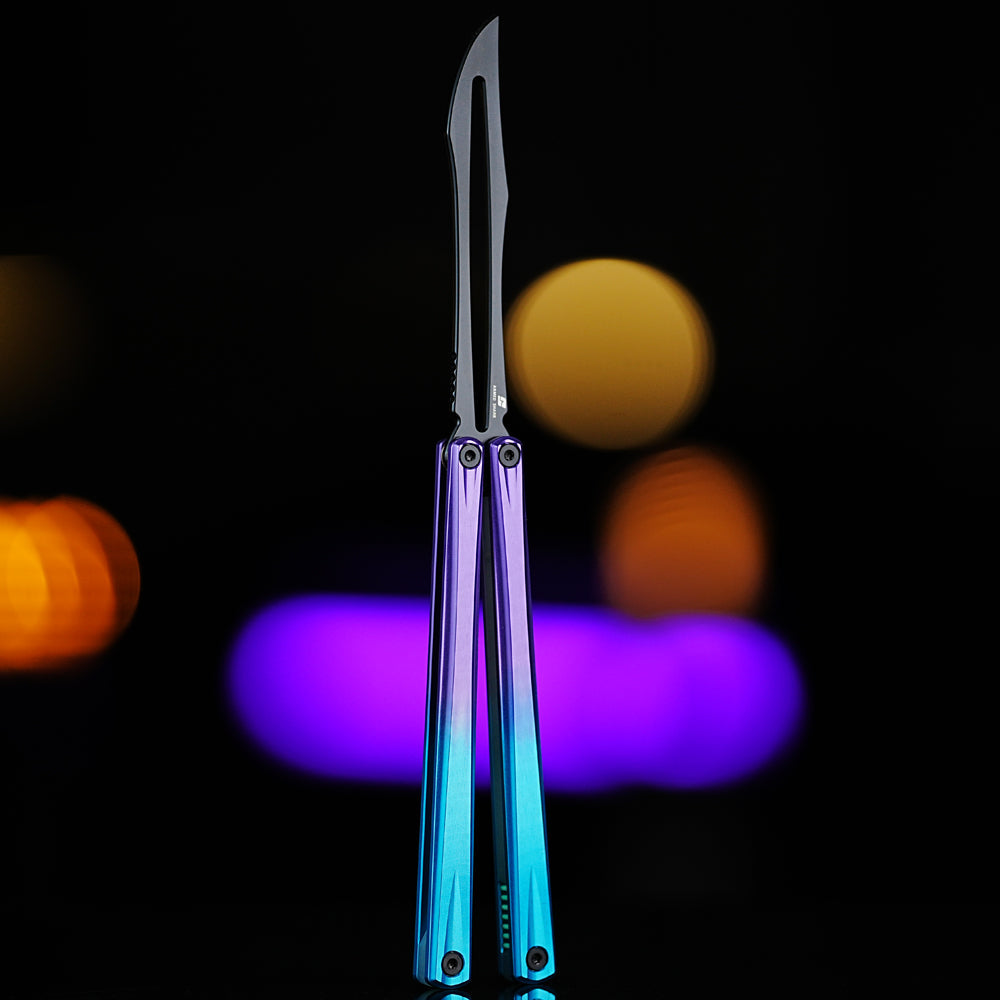 Armed Shark Eureka Balisong Trainer - G10 Sandwich Butterfly Trainer Knife with Glow Pin