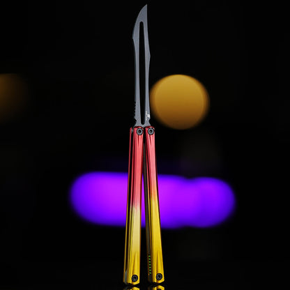 Armed Shark Eureka Balisong Trainer - G10 Sandwich Butterfly Trainer Knife with Glow Pin