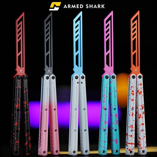 Krake Raken Balisong Trainer Ceramic Edition - Armed Shark 7075 Aluminum Butterfly Knife