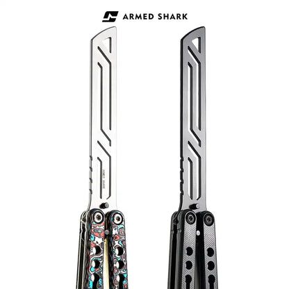 Nautilus V2 Balisong Trainer - Armed Shark 7075 Aluminum G10 Carbon Fiber Butterfly Knife