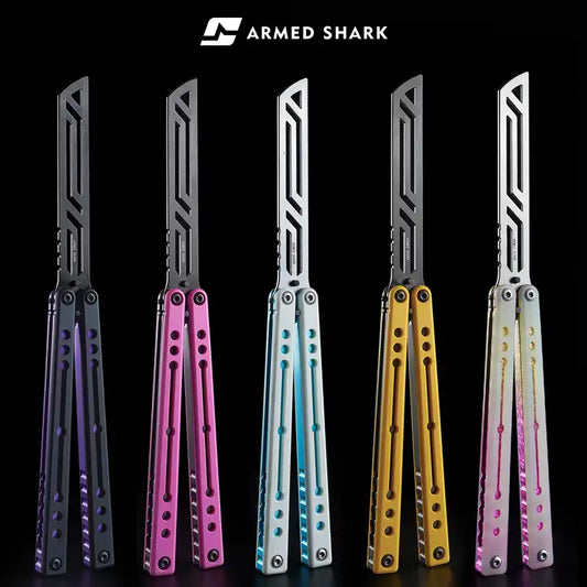 Nautilus V2 Balisong Trainer - Armed Shark 7075 Aluminum G10 Carbon Fiber Butterfly Knife