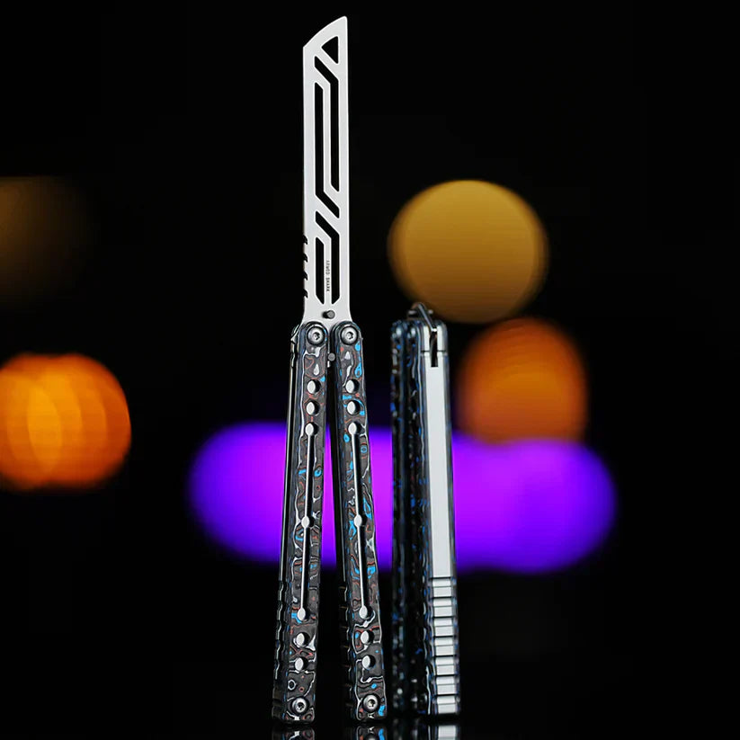 Nautilus V2 Balisong Trainer - Armed Shark 7075 Aluminum G10 Carbon Fiber Butterfly Knife