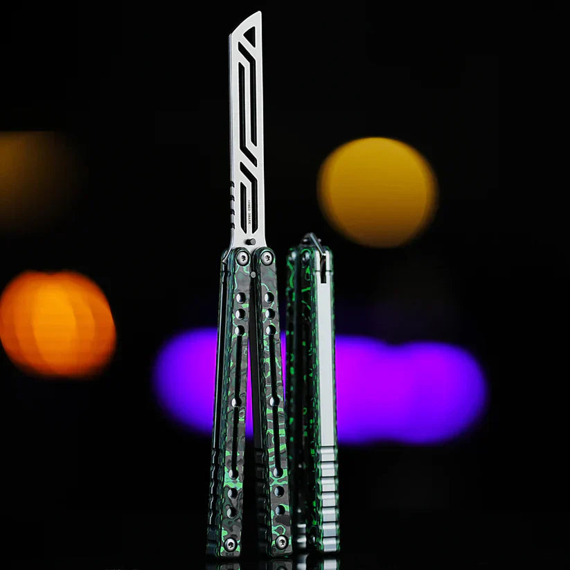 Nautilus V2 Balisong Trainer - Armed Shark 7075 Aluminum G10 Carbon Fiber Butterfly Knife