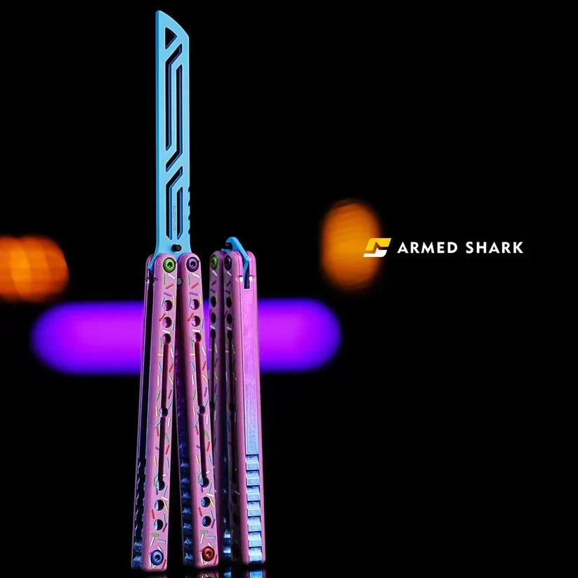 Nautilus V2 Balisong Trainer - Armed Shark 7075 Aluminum G10 Carbon Fiber Butterfly Knife
