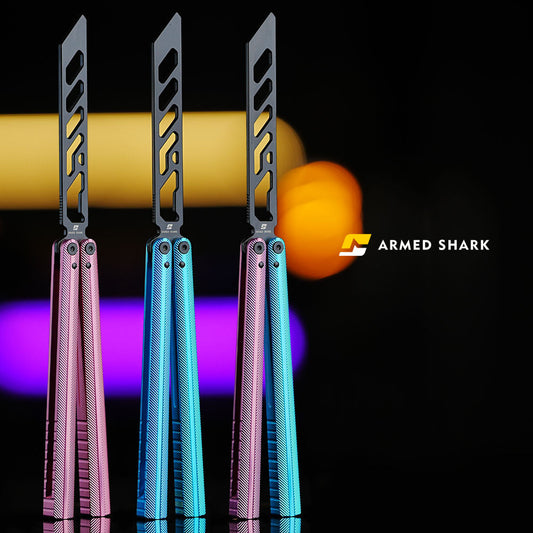 Armed Shark Pacific Ocean Balisong Trainer - 7075 Aluminum Butterfly Trainer Knife