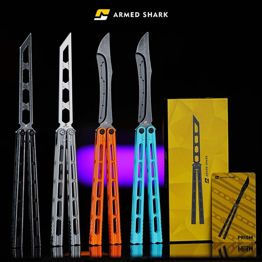 Armed Shark Prism Balisong Trainer - 5Cr15 Steel Butterfly Trainer Knife