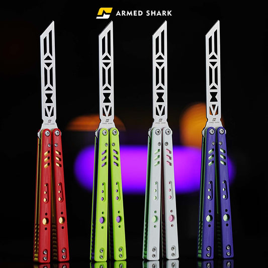 Balisong Trainer Butterfly Knife - Armed Shark REP V2 G10 Handle Flipper