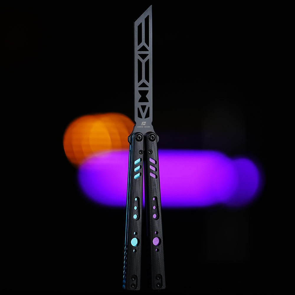 Balisong Trainer Butterfly Knife - Armed Shark REP V2 G10 Handle Flipper