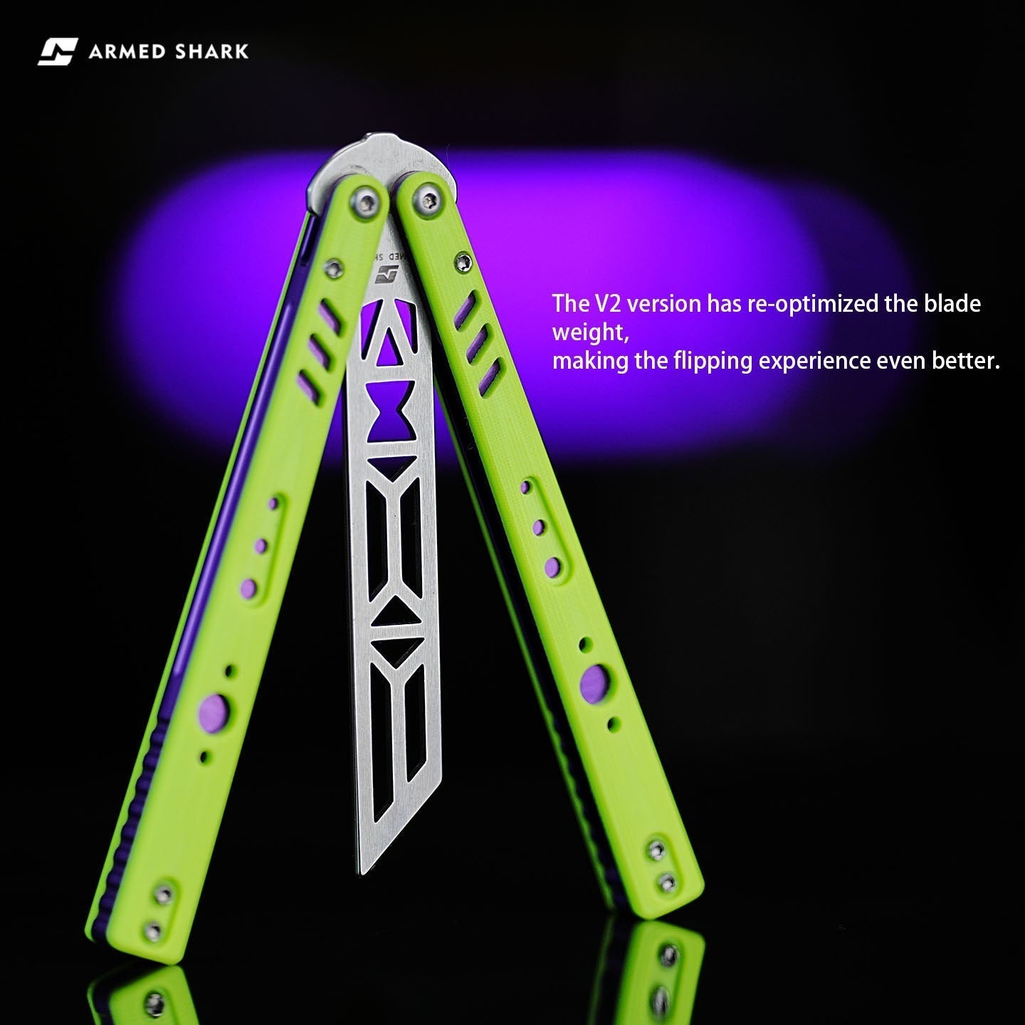 Balisong Trainer Butterfly Knife - Armed Shark REP V2 G10 Handle Flipper