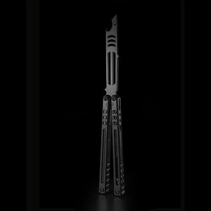 Inked Mako TC4 Titanium Balisong Trainer | Bottle Opener Butterfly Knife by Armed Shark