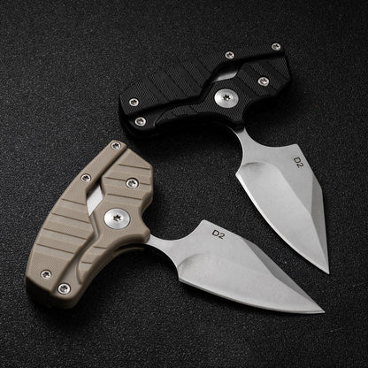 Folding Knife D2 Steel 2-in-1 Transformable Push Dagger EDC Tactical Self Defense