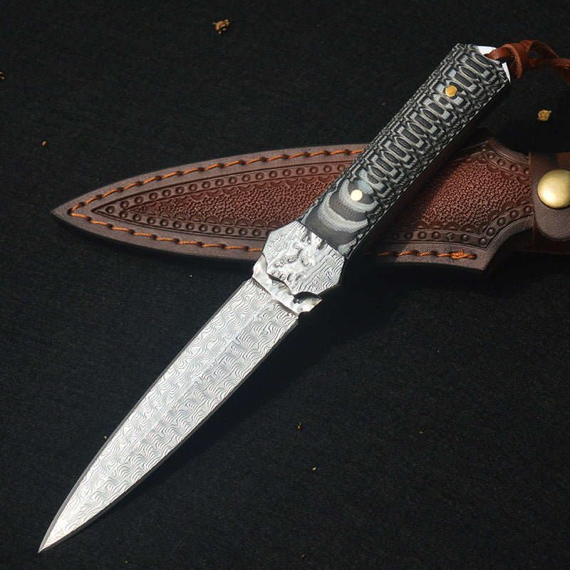 Artisan Damascus Fixed Blade Knife - G10 Handle EDC