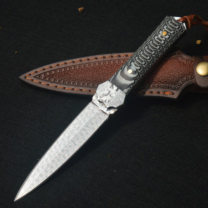 Artisan Damascus Fixed Blade Knife - G10 Handle EDC