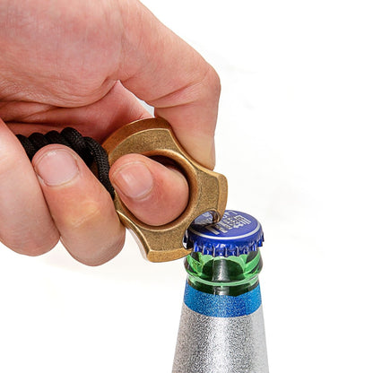 H59 Brass Single Finger Ring - 15mm Thick Stonewash Wasteland Style Bottle Opener