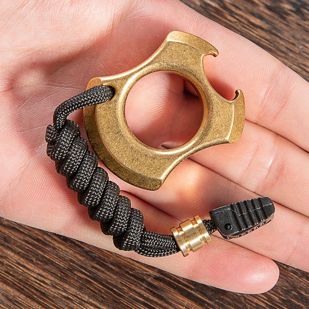 H59 Brass Single Finger Ring - 15mm Thick Stonewash Wasteland Style Bottle Opener