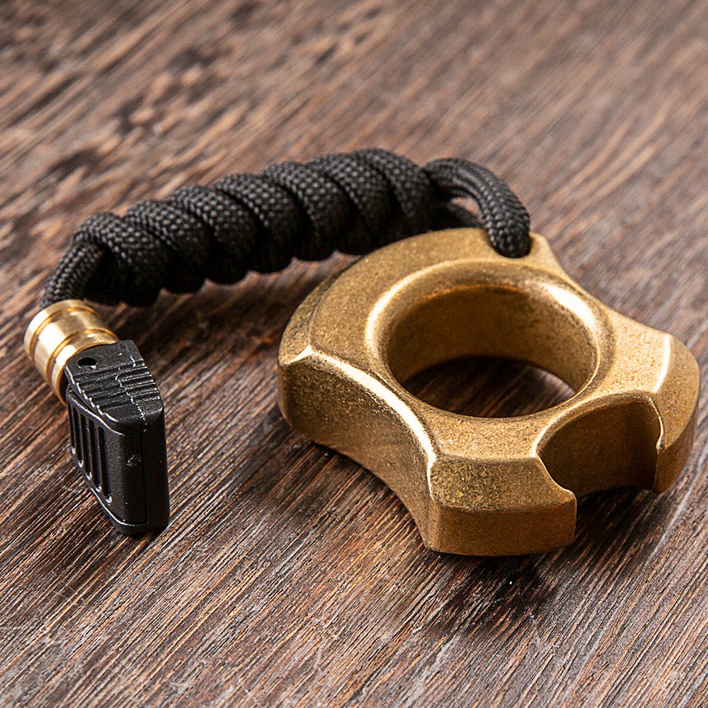H59 Brass Single Finger Ring - 15mm Thick Stonewash Wasteland Style Bottle Opener