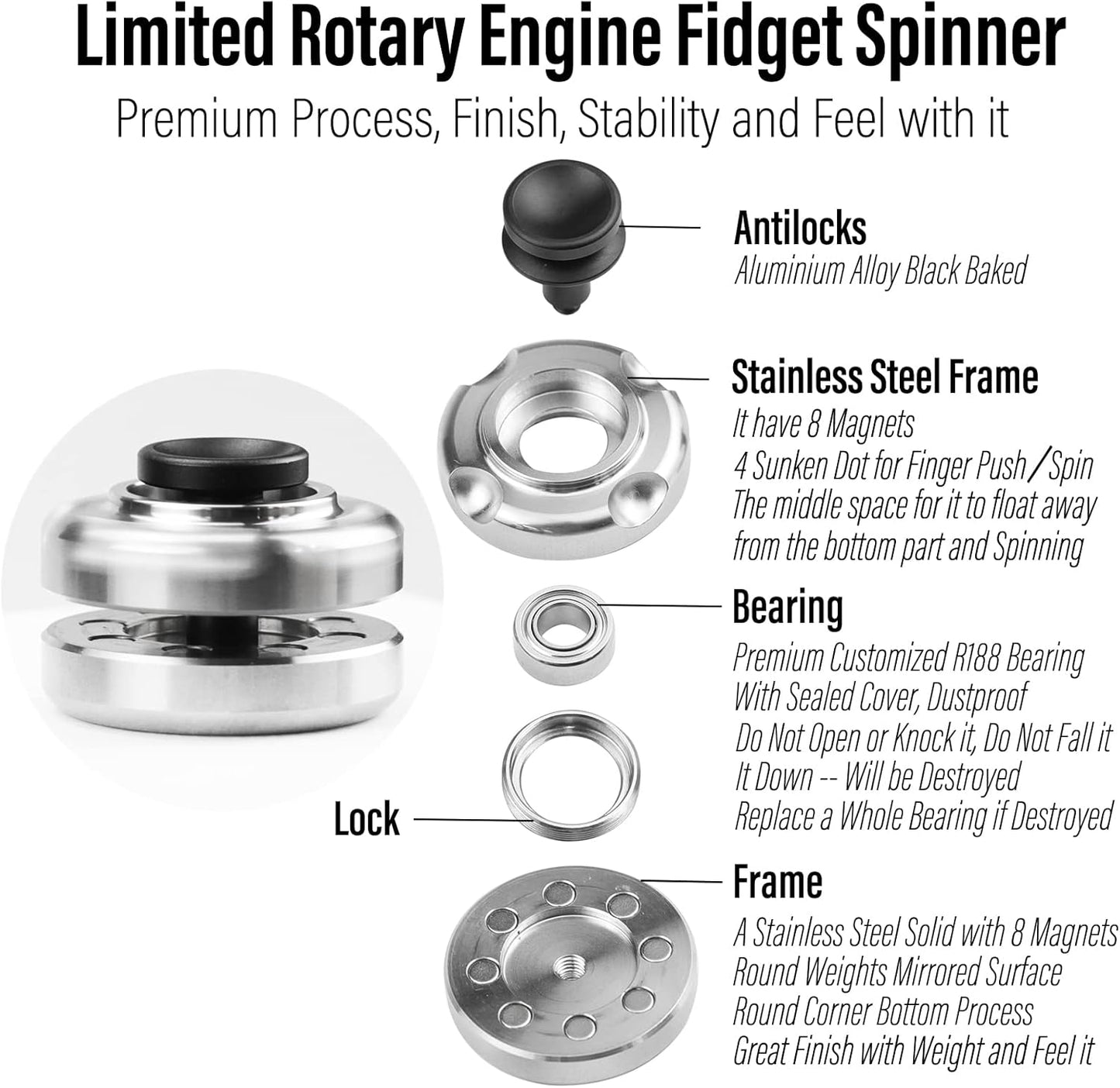 ScaleSpinner Magnetic Levitation Fidget Spinner - Stainless Steel EDC