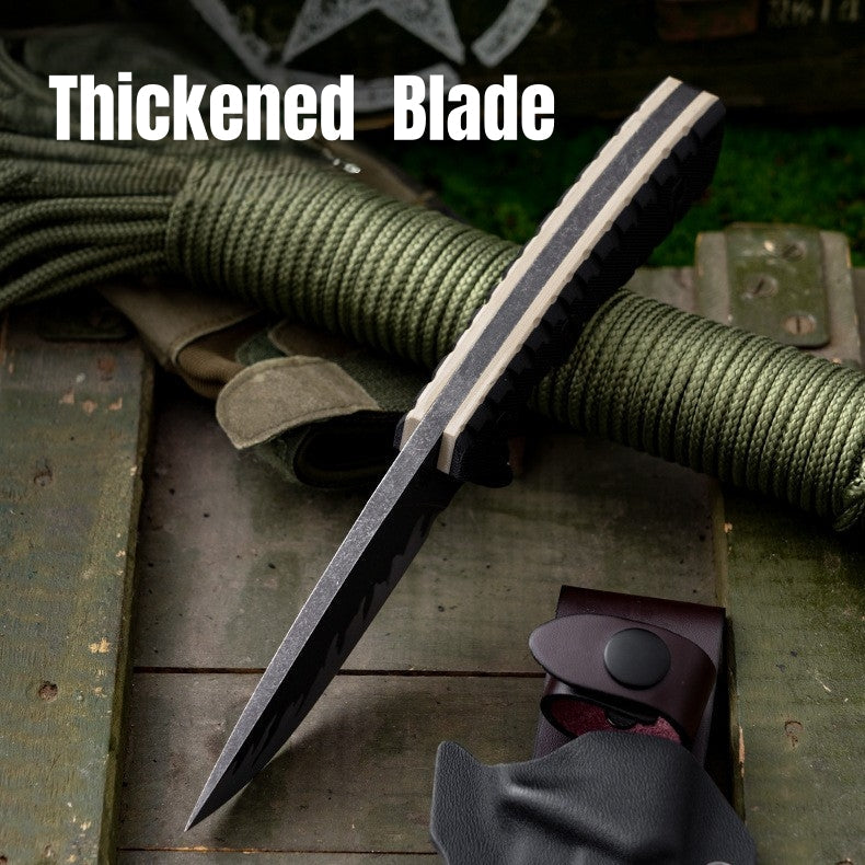 Tiger Edge A8 Tactical Fixed Blade Knife - Tiger-Pattern Steel 60 HRC with G10 Handle