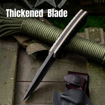 Tiger Edge A8 Tactical Fixed Blade Knife - Tiger-Pattern Steel 60 HRC with G10 Handle