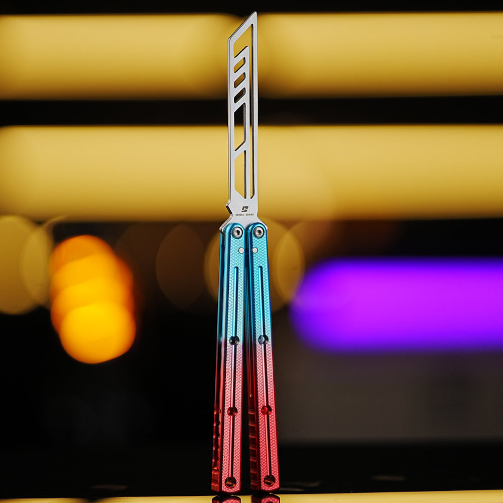 Balisong Trainer Krake Raken V3 - Armed Shark Butterfly Knife 7075 Aluminum 36 Colors