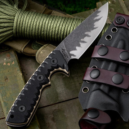 Tiger Edge A8 Tactical Fixed Blade Knife - Tiger-Pattern Steel 60 HRC with G10 Handle