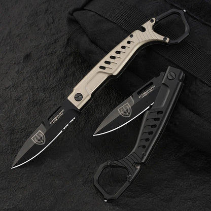 Folding Knife Tactical Knife N690C Steel Finger Ring Design Black Finish EDC Knife First Responder