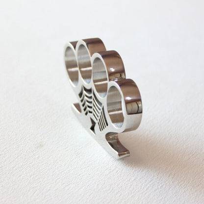 Brass Knuckles Stainless Steel 4 Finger Ring Heavy Duty Self-Defense EDC Knuckle Duster 222g