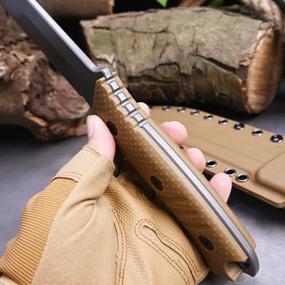 Fixed Blade Knife Stainless Steel Full Tang Stonewash Tactical Sheath Survival Hunting