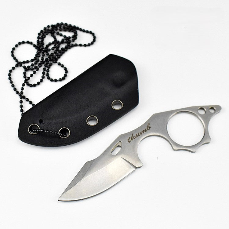THUMB Mini Fixed Blade Neck Knife - Skeleton Design EDC with Sheath